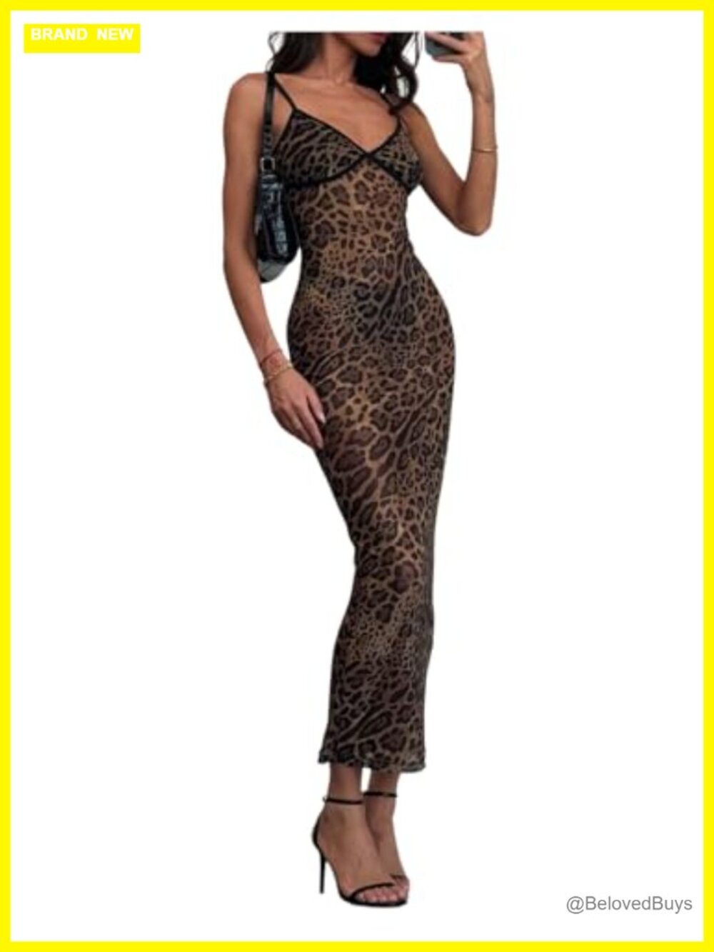 Sexy Cheetah Sheer Mesh Leopard Bodycon Maxi Dress Y2K Clubwear